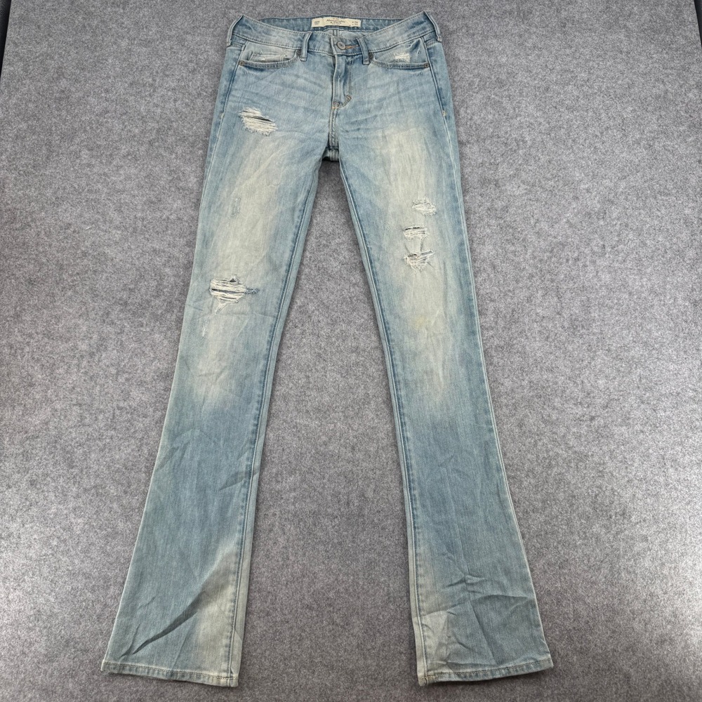 Y2K Abercrombie & Fitch Jeans Womens 00R Bootcut Light Blue Distressed EUC